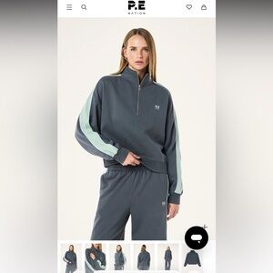 P.E Nation Thunder and Mint Quarter-Zip Top NWT Size Small.